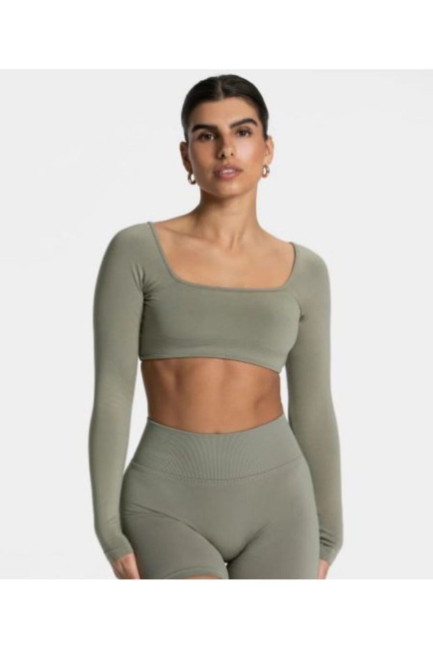 Women's Back Detailed Sports Long Sleeve Crop