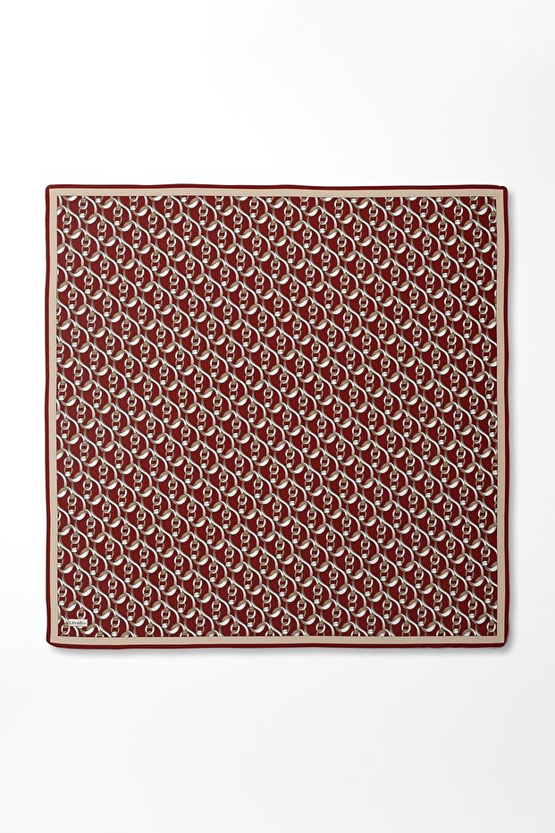 وشاح حريري منقوش بسلسلة من البلاط - 1