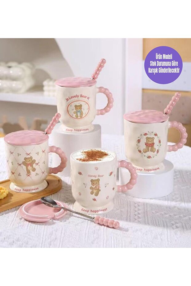 كوب سيراميك بتصميم دمية الدب الحب