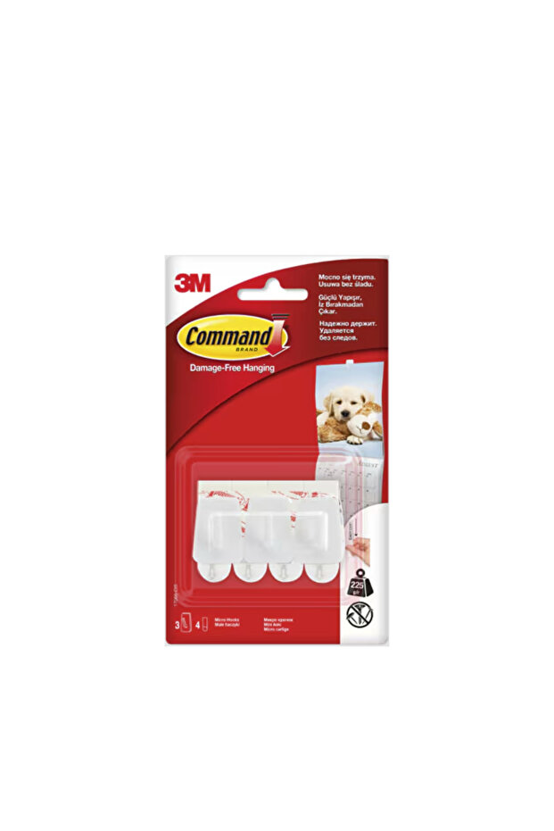 Mini white hook 3 pcs + 4 strips /set 7100352629 Command - 1