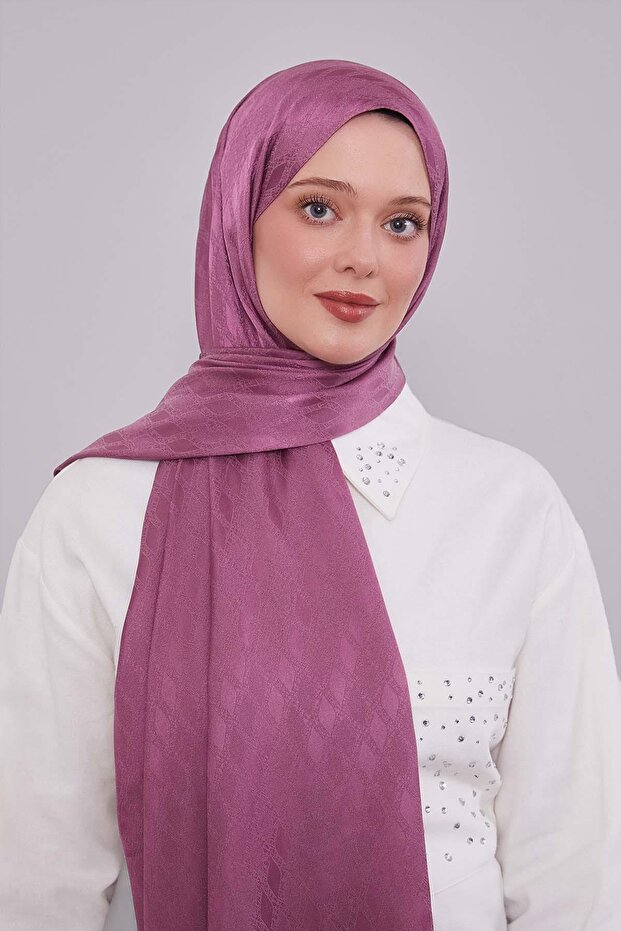 Pink knit pattern jacquard shawl