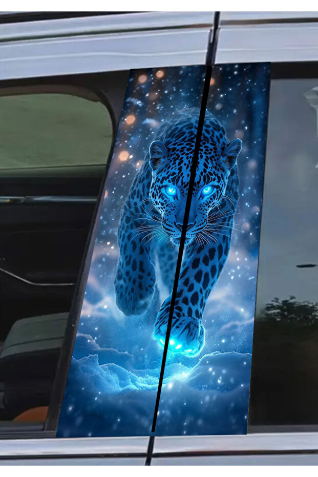 Car Door Pole Covering Foil Sticker Snow Leopard 25X50 cm