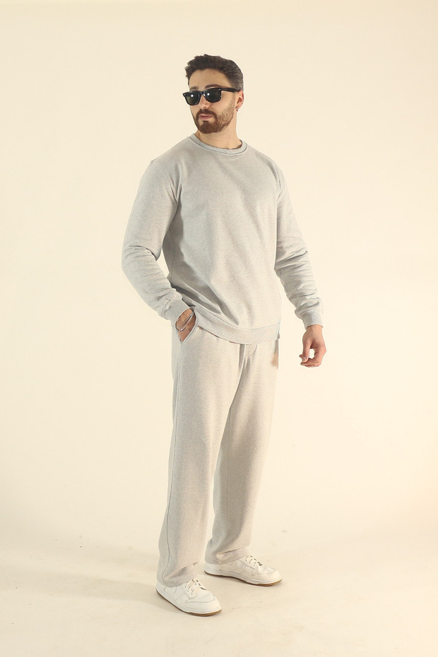 Men's Winter Cotton Tracksuit Set Sweatshirt Baggy - Regular Crew Neck