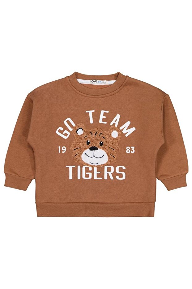 Go Team Tiger Printed 2-5 Years Old Sweatshirt - Brown 4-5 Years Old