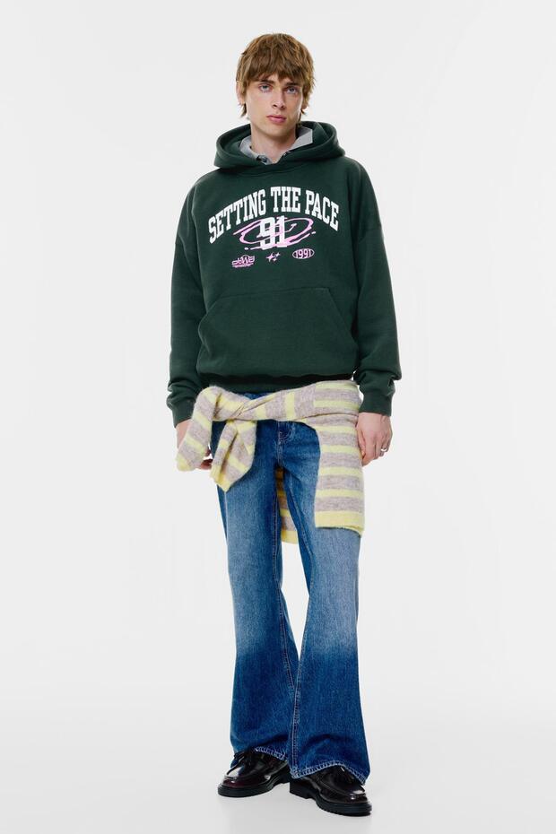 Kapüşonlu 91 grafik sweatshirt - 2