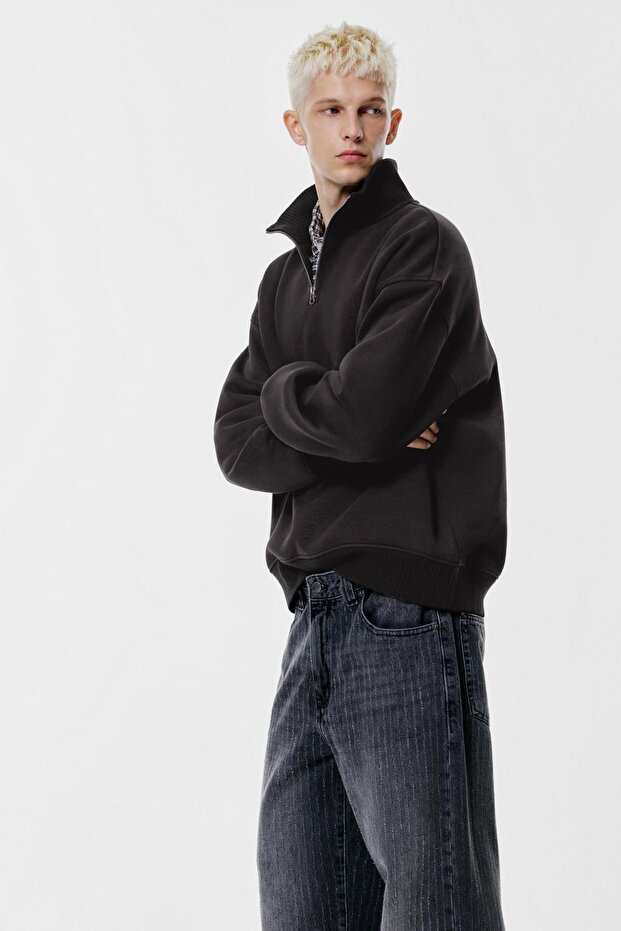 Fitilli fermuarlı sweatshirt - 4