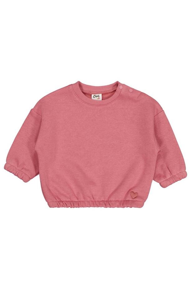 Heart Embroidered Basic 6-18 Months Sweatshirt - Orange 12-18 Months