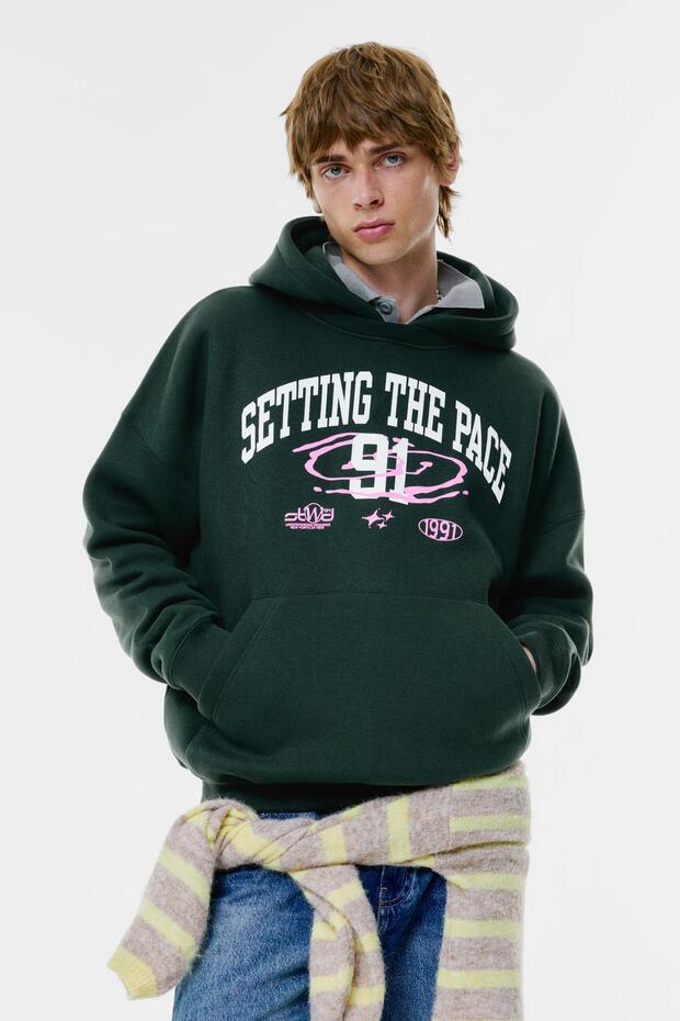 Kapüşonlu 91 grafik sweatshirt - 6