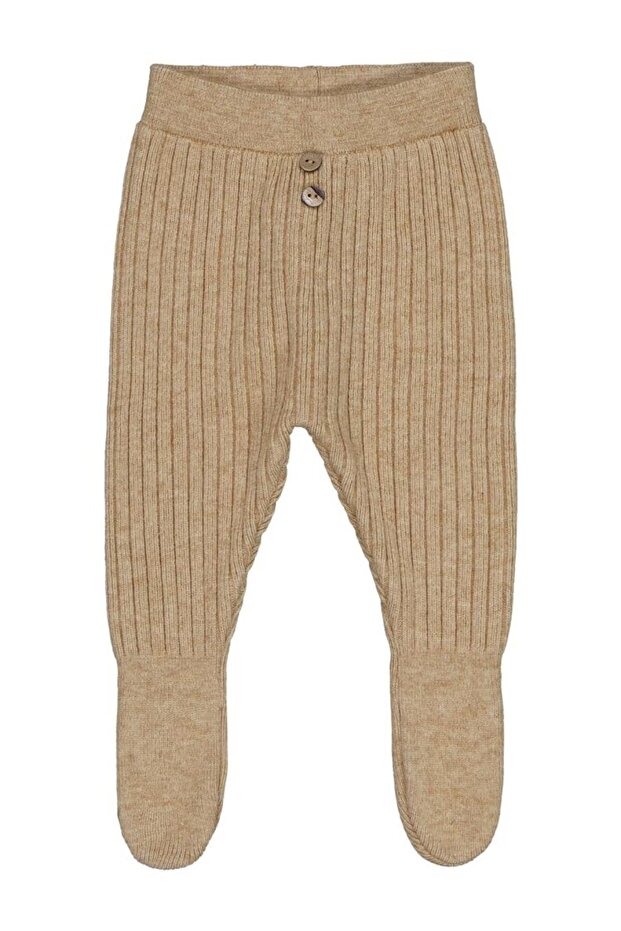 3-12 Months Sweatpants with Booties - Beige 3-6 Months