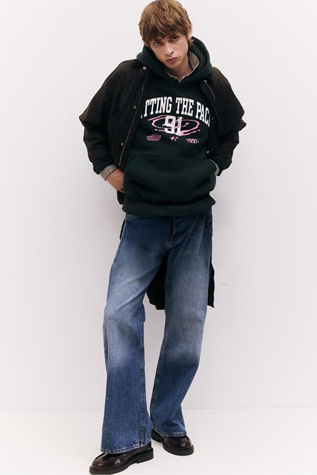 Kapüşonlu 91 grafik sweatshirt - 1