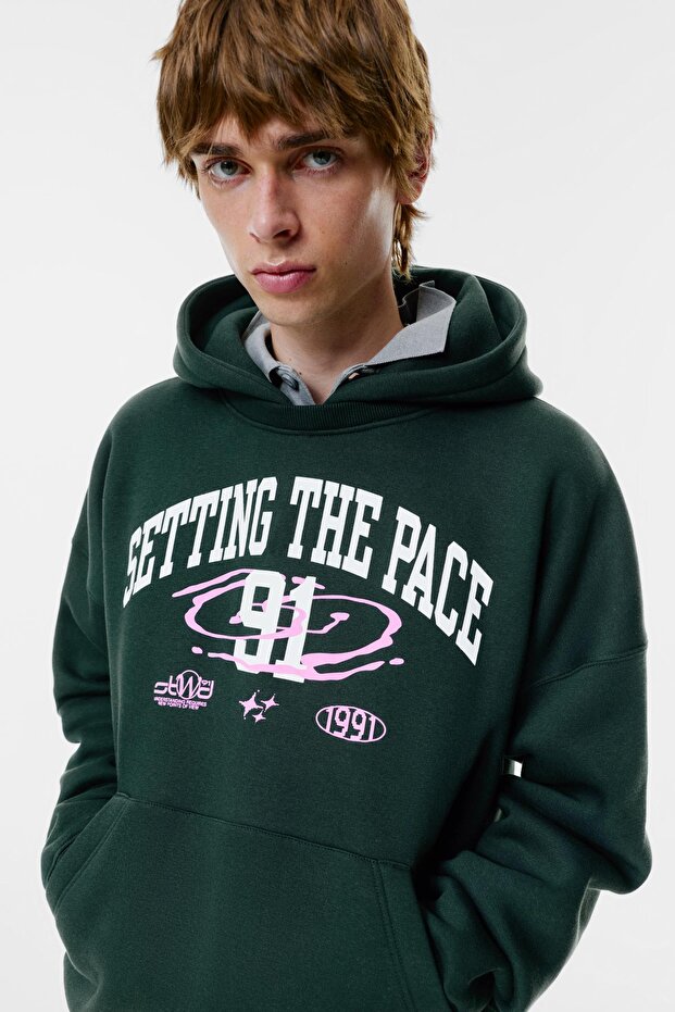Kapüşonlu 91 grafik sweatshirt - 3