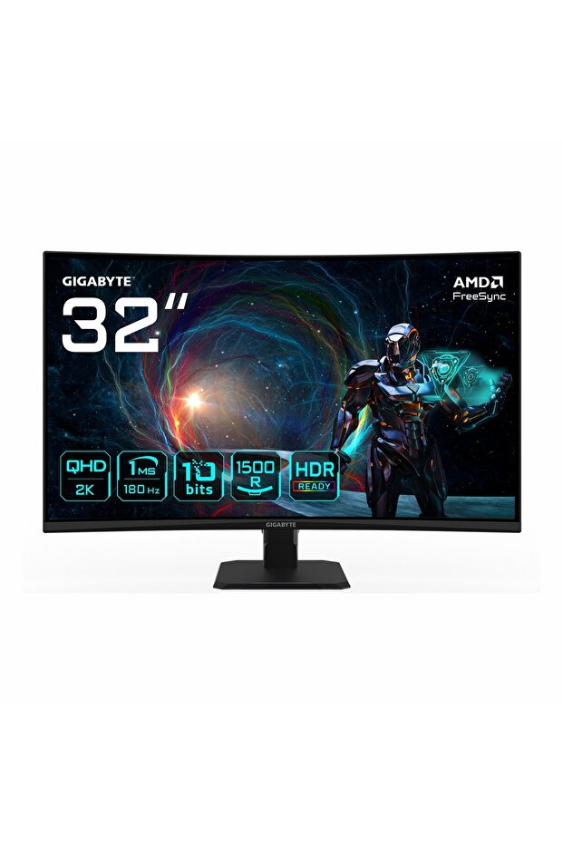 GS32QCA 31.5" 180Hz 1Ms HDMI+DP HDR WQHD FreeSync VA Curved Vesa Monitör - 1