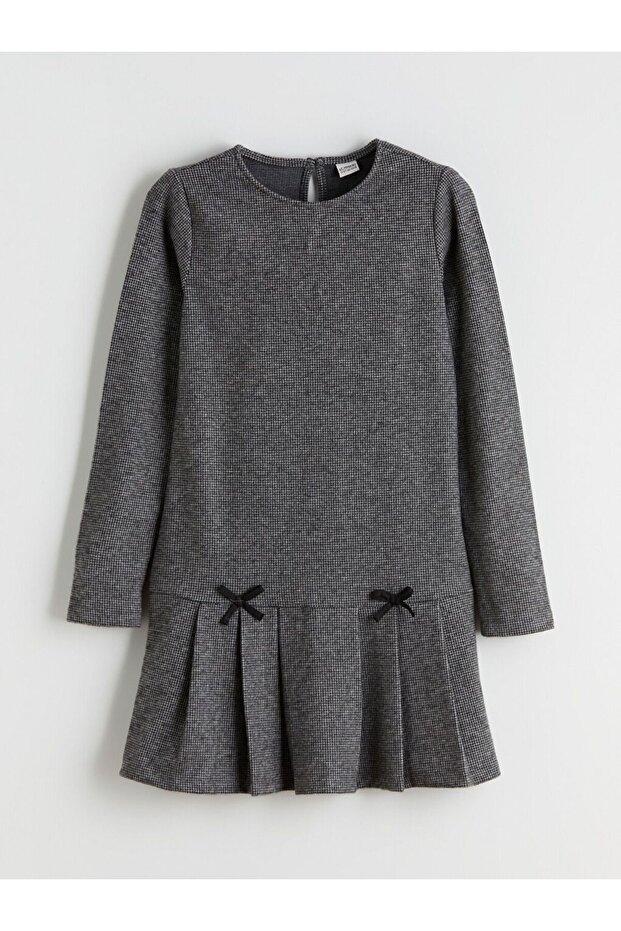 LCW Kids Bisiklet Yaka Pileli Kız Çocuk Elbise - 1