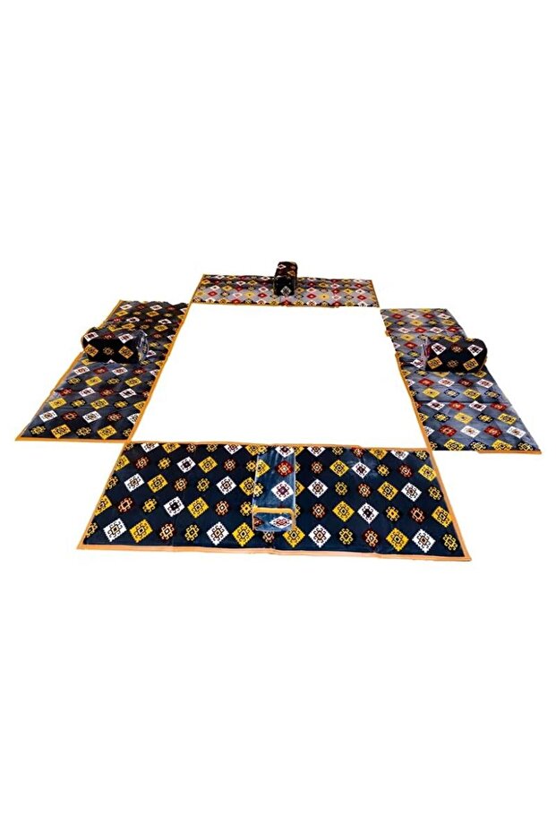 Turkish Picnic Mat 8 Pieces (200x70cm) Padded and Foldable for 8 People - 4 Seats and 4 Mats - 1