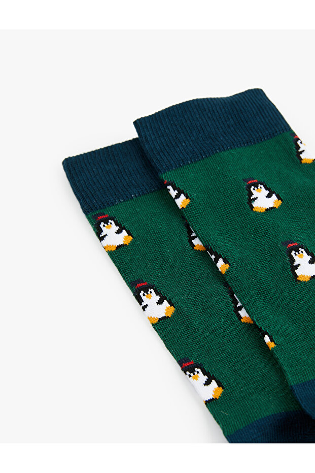 Farbblockierte Socken mit Weihnachtsmuster - 3