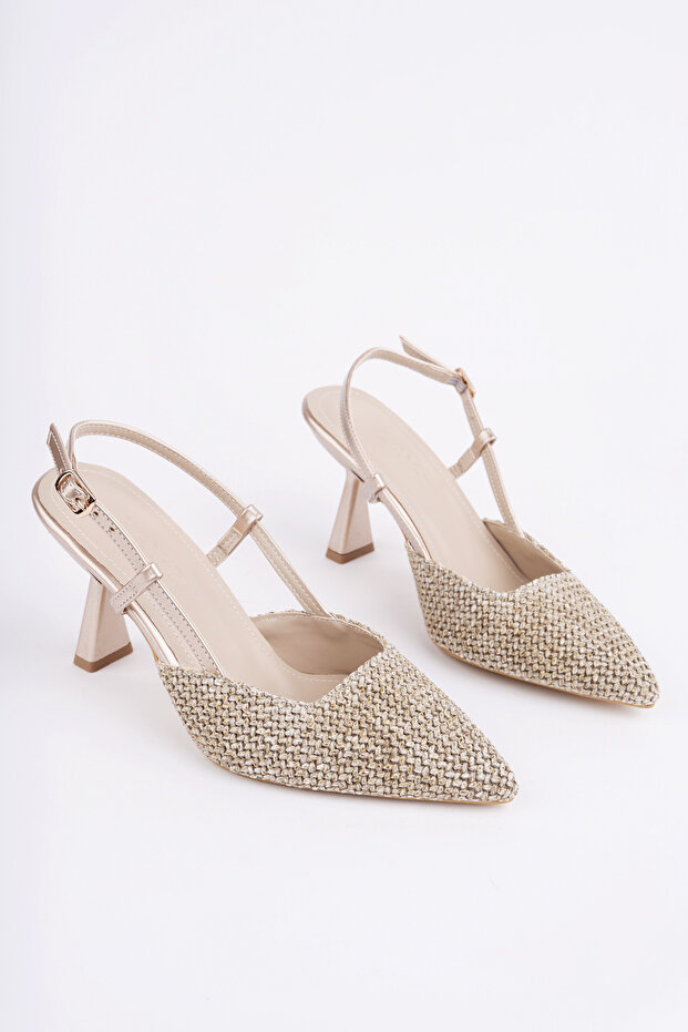 Women's High Heel Shoes Pointed Toe Mesh Look Open Back 8 cm Heel Elegant Stylish Design