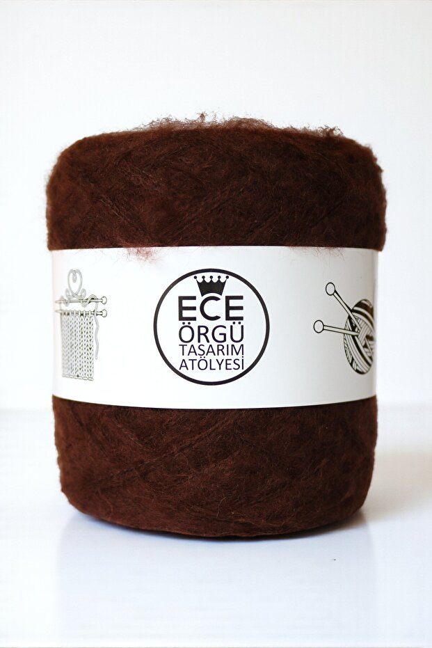 Chestnut, acı kahverengi, 3 katlı angora yün örgü ipi (500 gr.) - 2