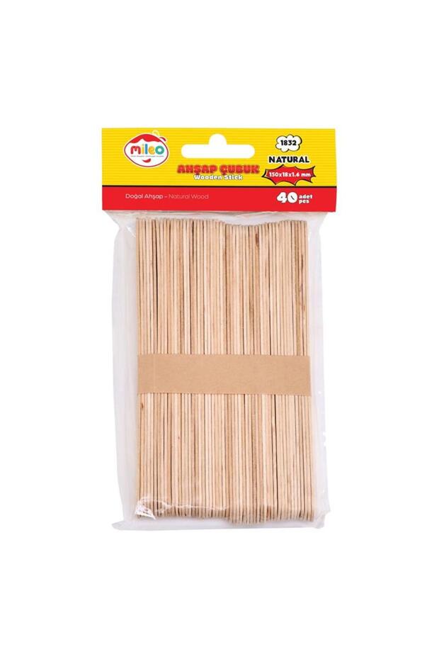 Mileo Wooden Stick Square 150X18X1.6Mm Natural 1832
