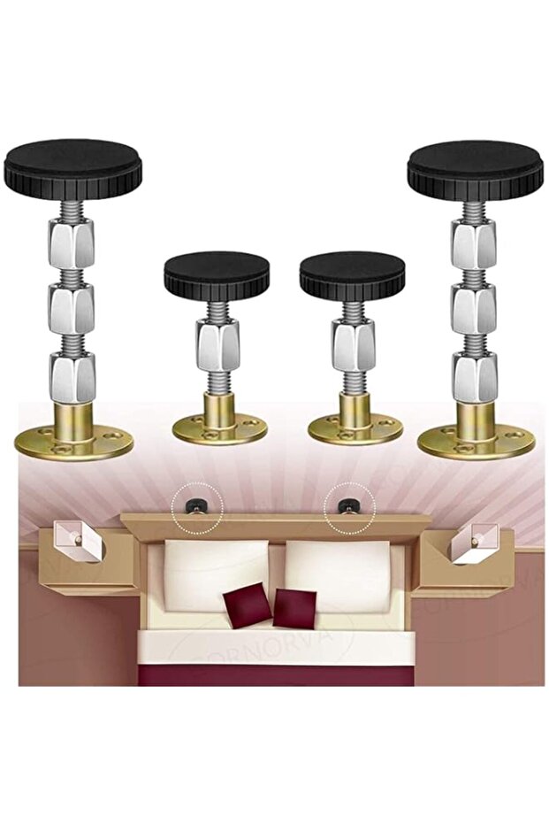 4 Pcs Adjustable Threaded Bed Frame Anti-Shake Bed Stoppers, Headboard Stoppers, Bedside Headboards Prevent loosening Fixer for Bed, Bedside Baffle, Headboard Holder (30-112mm)