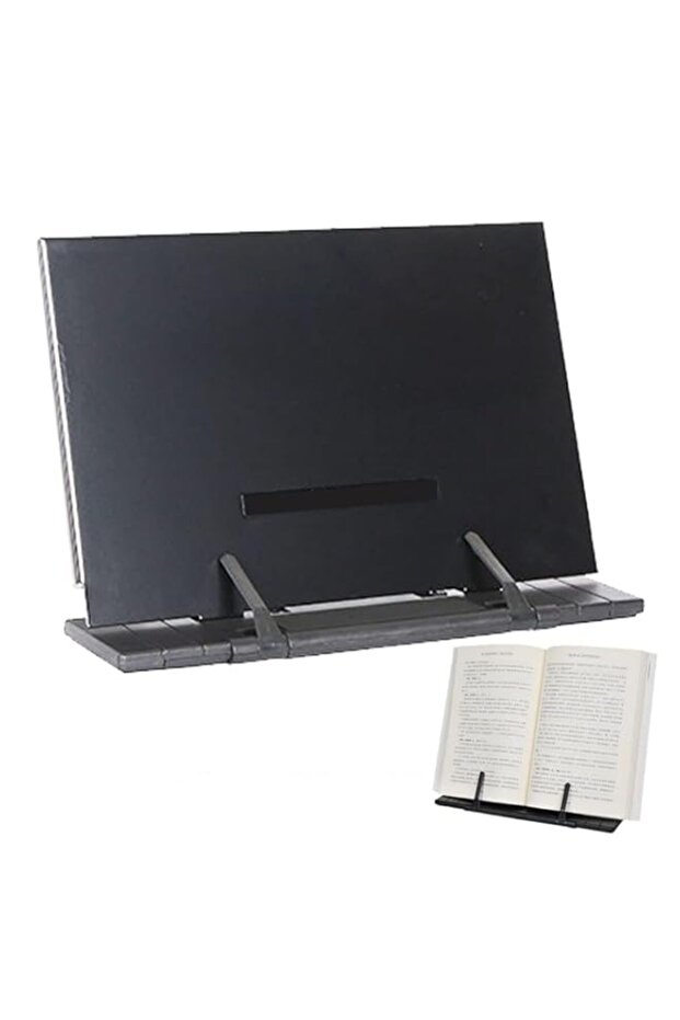 Excefore Portable Metal Book Stand with 7 Adjustable Positions - Ideal for Cookbooks, Music Sheets, iPads, and Laptops - Includes Page Clips for Easy Reading