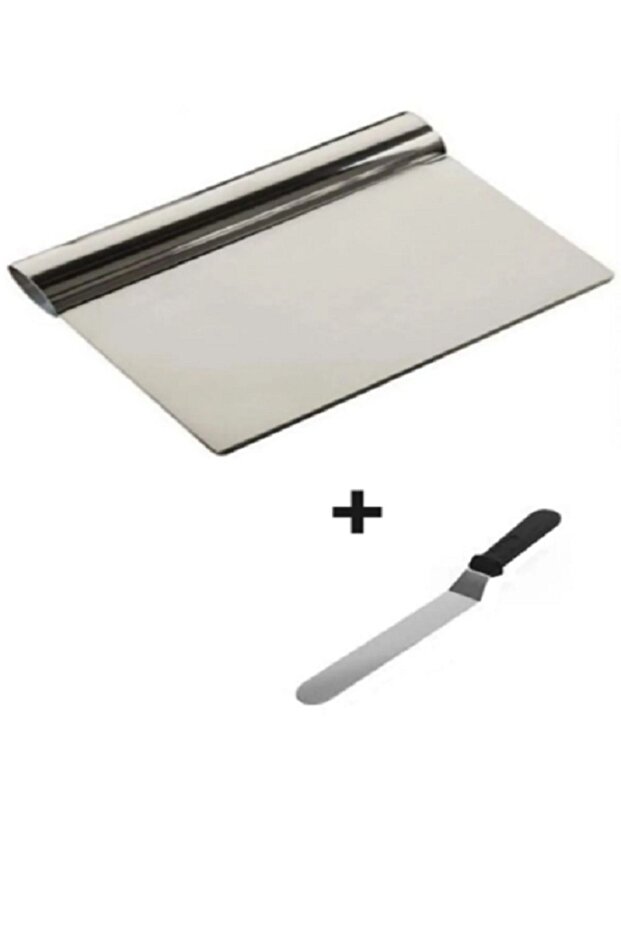 2-Piece Cake Spatula + Steel Dough Scraper Set | Professional Cake Cream and Dough Cutter