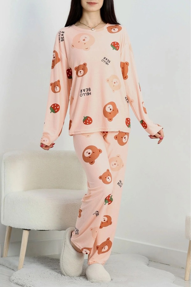 Suede Bottom Top Same Pajama Set Dusty Pink