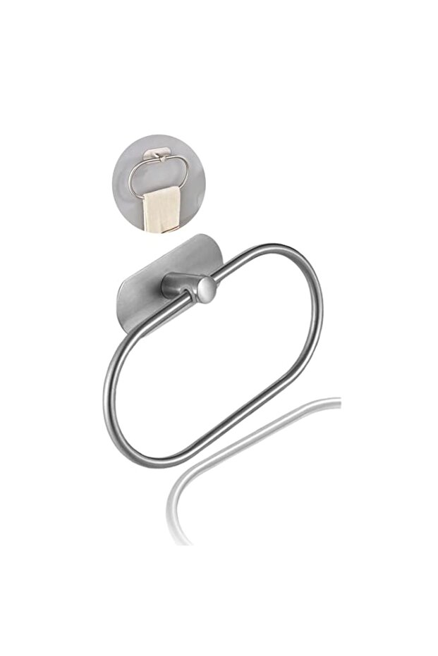 Stainless Steel Self-Adhesive Hand Towel Ring, No Drilling Needed, Modern Round Design for Bathroom - Brushed Nickel Finish
