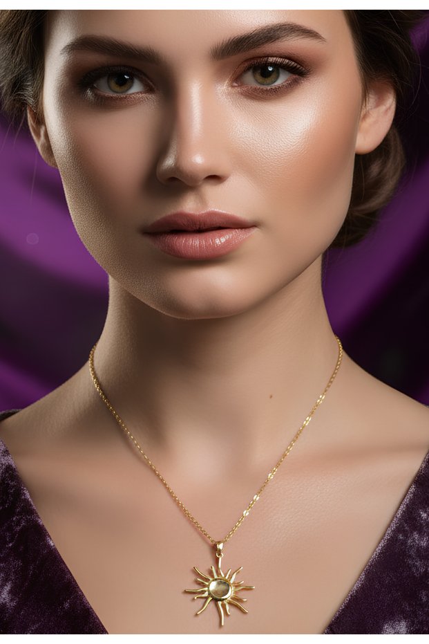 New Season Gold Color Chain Sun Model Gold Color Chain Trend Steel Necklace