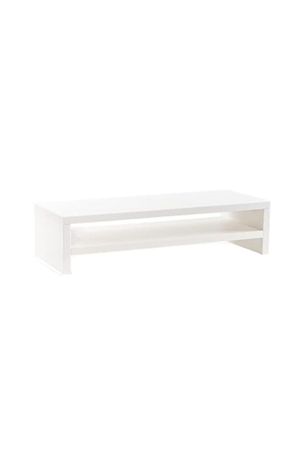 Monitor Stand Riser,2 Tiers Screen Stand,Wood Desktop Dual Monitor Stand,Desktop Workspace Organizer Computer Laptop Riser Shelf with Computer/TV/PC/Printer(White) (2)