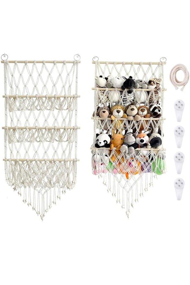 أرجوحة ألعاب حيوانات محشوة، شبكة تنظيم ألعاب قطيفة بثلاث طبقات، ارتفاع قابل للتعديل، شبكة ألعاب جامبو - 1