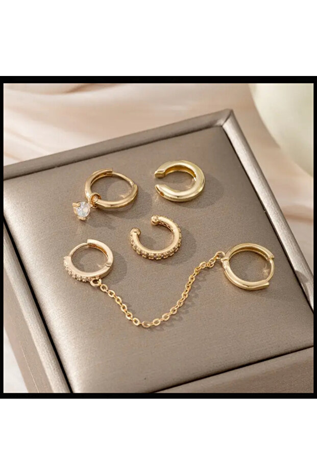Dörtlü küpe set gold - 2