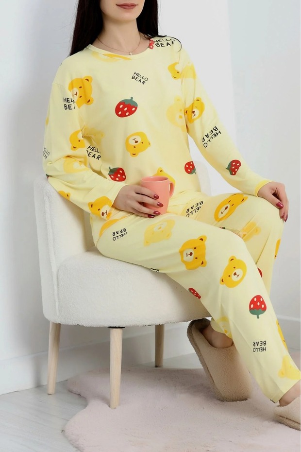 Soft Milan Alt Üst Aynı Pijama Takımı Sarı - 3