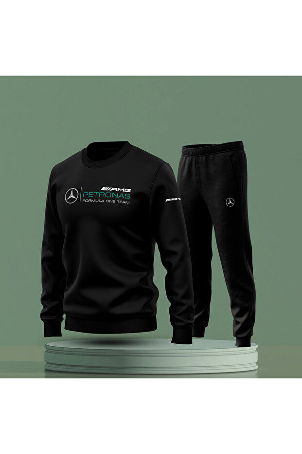 Crew Neck m'Ercedes B'Enz Printed Men's Tracksuit Set / Car