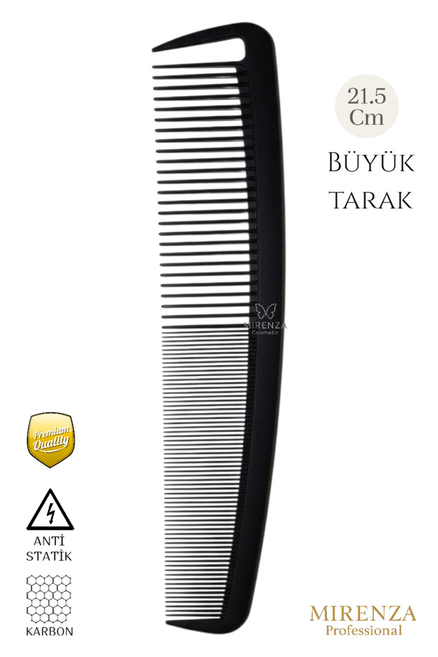 Professional Barber Hairdressing Hair Cutting Comb - Black Large Carbon Comb - Hooked Comb