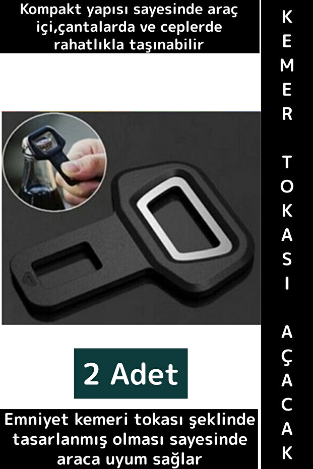 Premium Compact Bag Pocket Size In-Car Functional Very Stylish Practical Belt Buckle Design Opener 2 Pieces