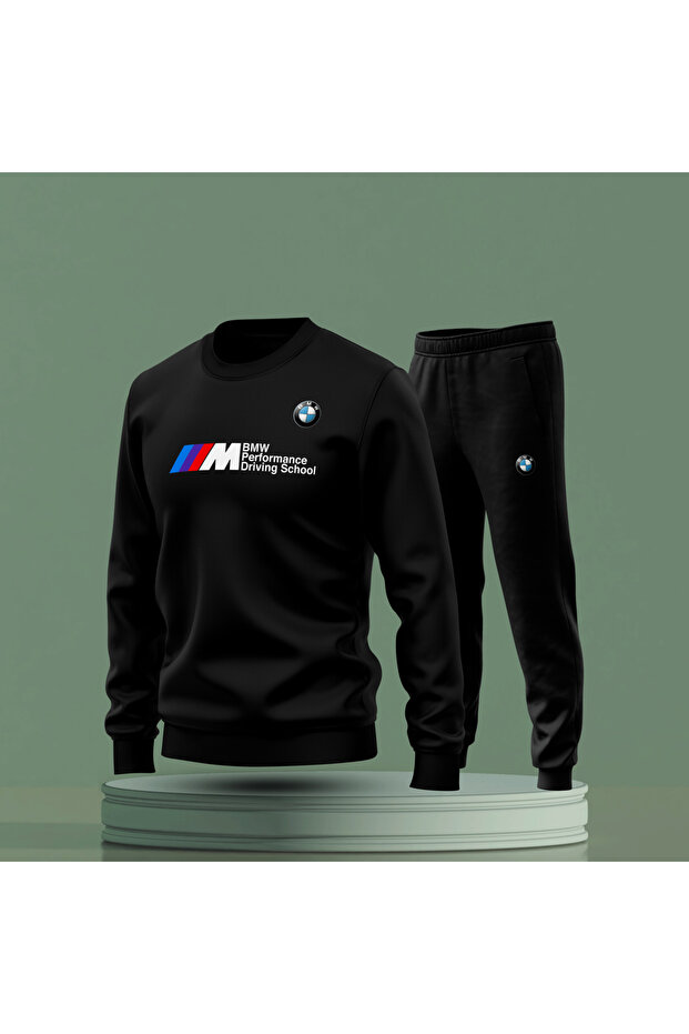 Crew Neck Bmw Printed Men's Tracksuit Set / Car