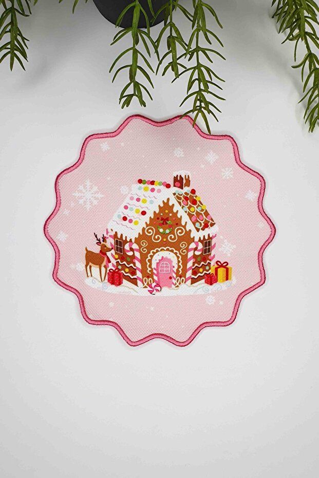 Gingerbread House Dream Embroidery Edge Cocktail Napkin 1 Piece