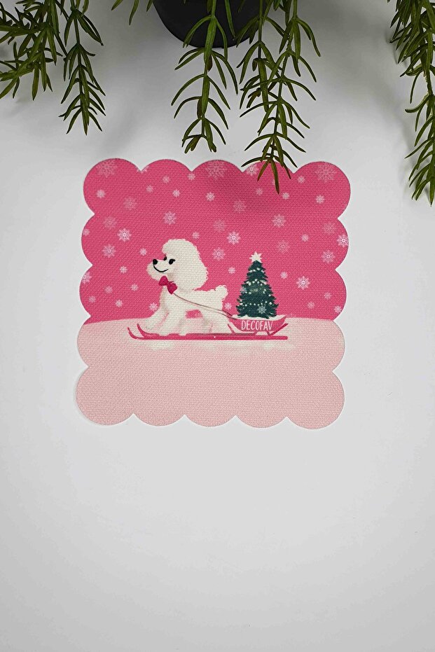 Ski Pup Fun Cute Dog Design Laser Cut Cocktail Napkin 1 Piece