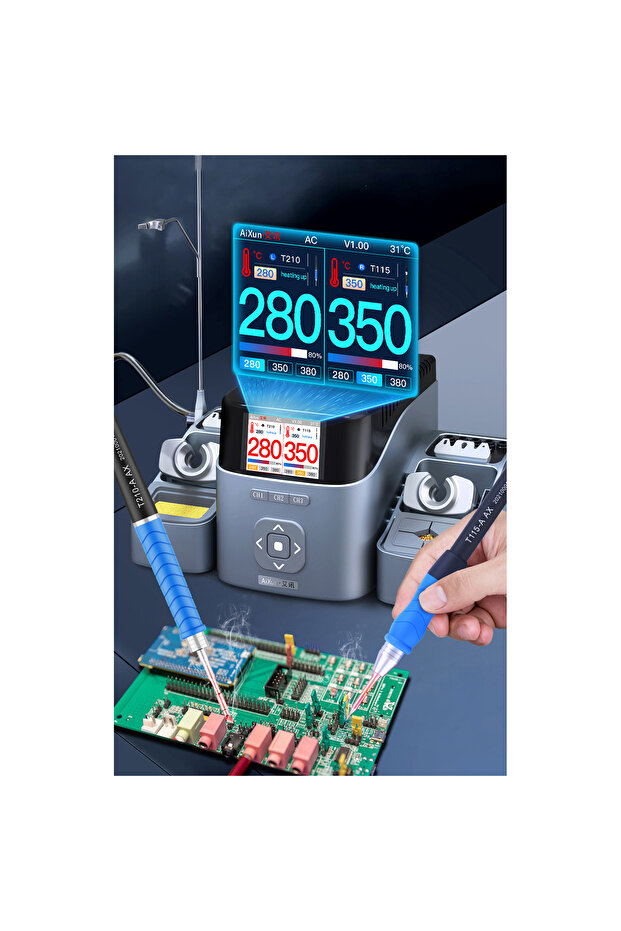 Aixun T420D dual precision soldering station (T210+T115) with 6 tips (K, S, I) - 3