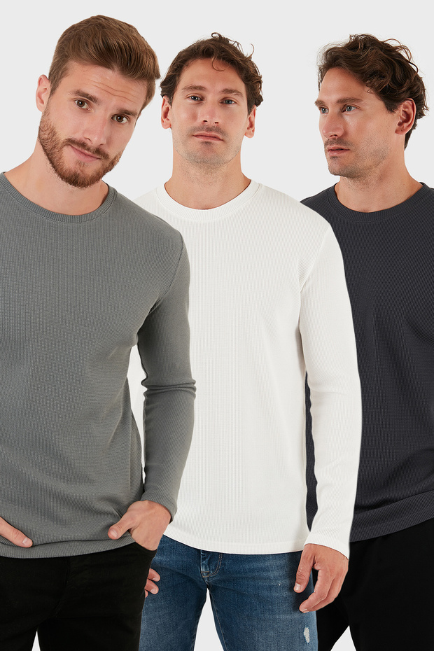 Cotton Crew Neck Slim Fit Basic 3-Pack Sweat Men's Sweat 5905073S3