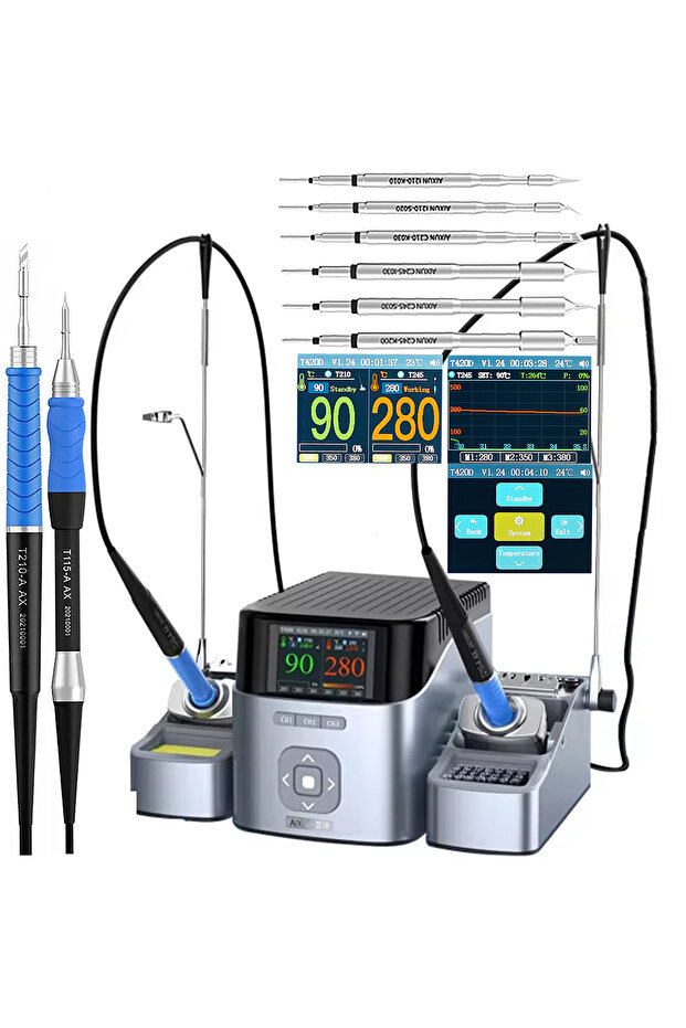 Aixun T420D dual precision soldering station (T210+T115) with 6 tips (K, S, I) - 1