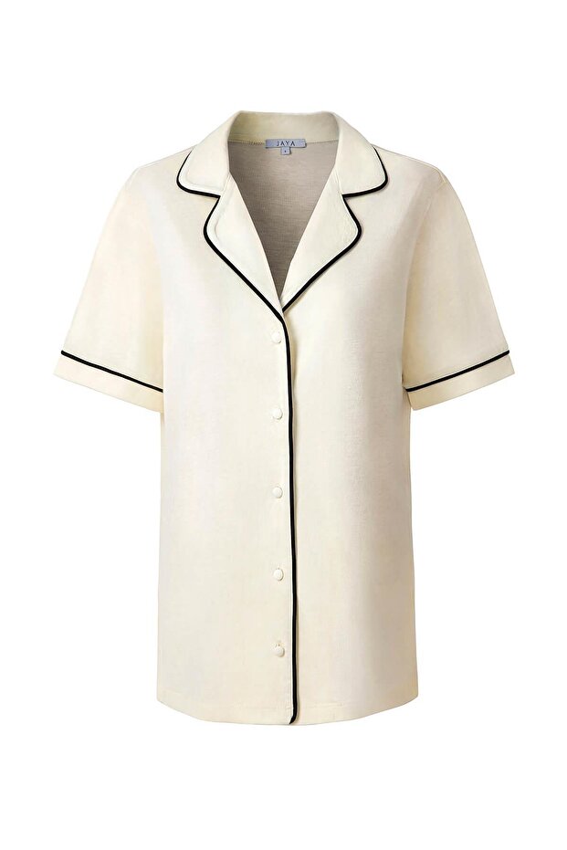 Bambu Şortlu Pijama Takımı / Krem - 3