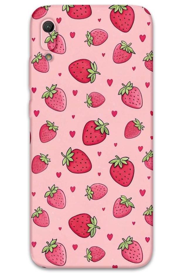 Huawei Y6 2019 Compatible Strawberry Pattern Phone Case + Screen Protector - 5804