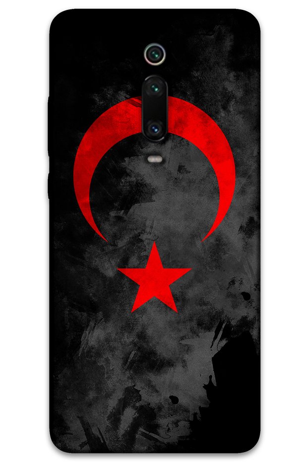 Xiaomi Mi 9t Compatible Turkish Flag Patterned Phone Case + Screen Protector - 5852
