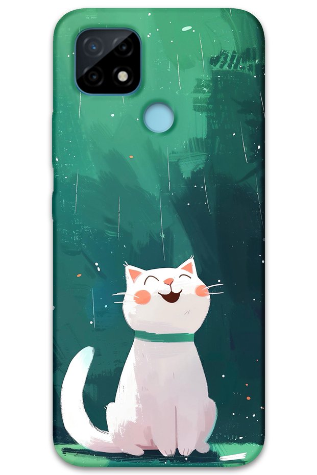 Realme C25 Compatible Cat Pattern Phone Case + Screen Protector - 5781