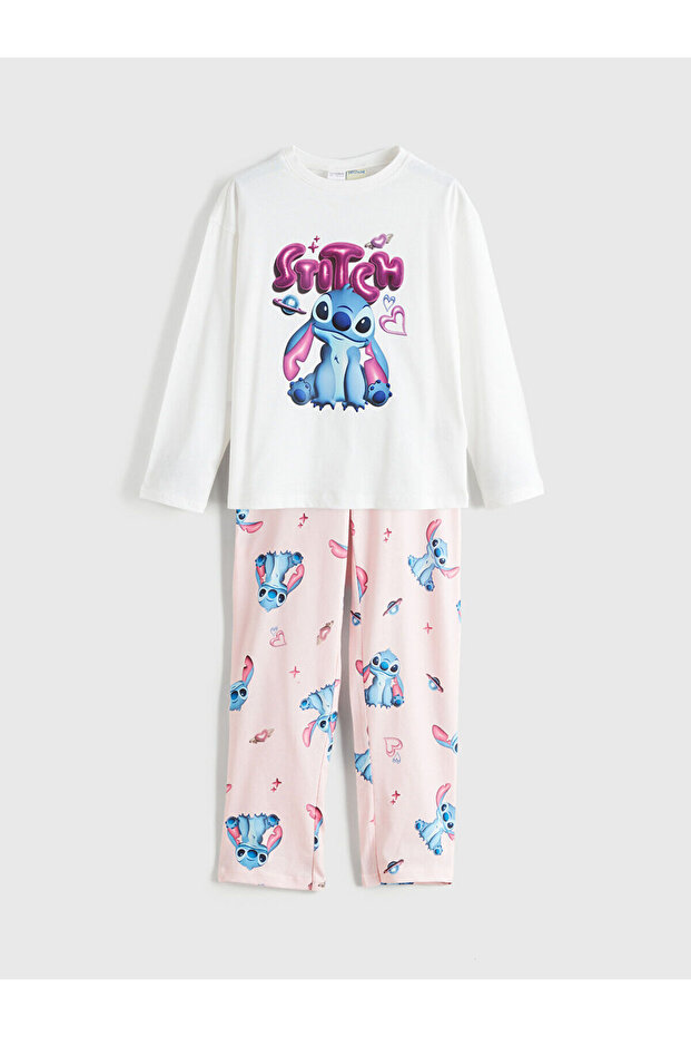 Özmarka New Season Crew Neck Printed Girls' Pajama Set