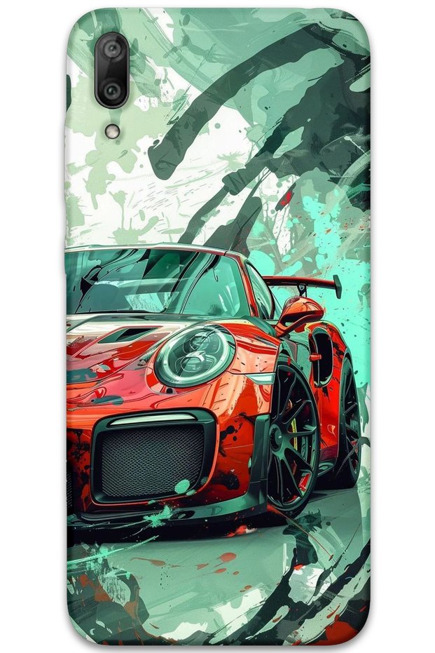 Huawei Y7 Prime 2019 Compatible Car Patterned Phone Case + Screen Protector - 5765