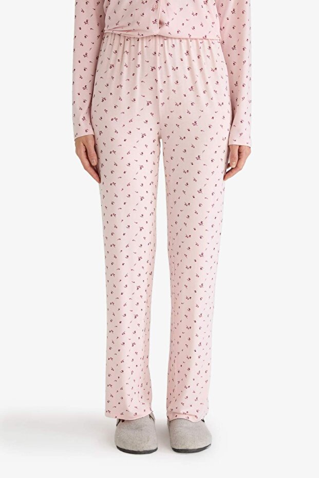 Pijama Takımı Regular Fit Desenli Uzun Kollu Üst Uzun Alt-Fall in Love G0228AX25AU - 8