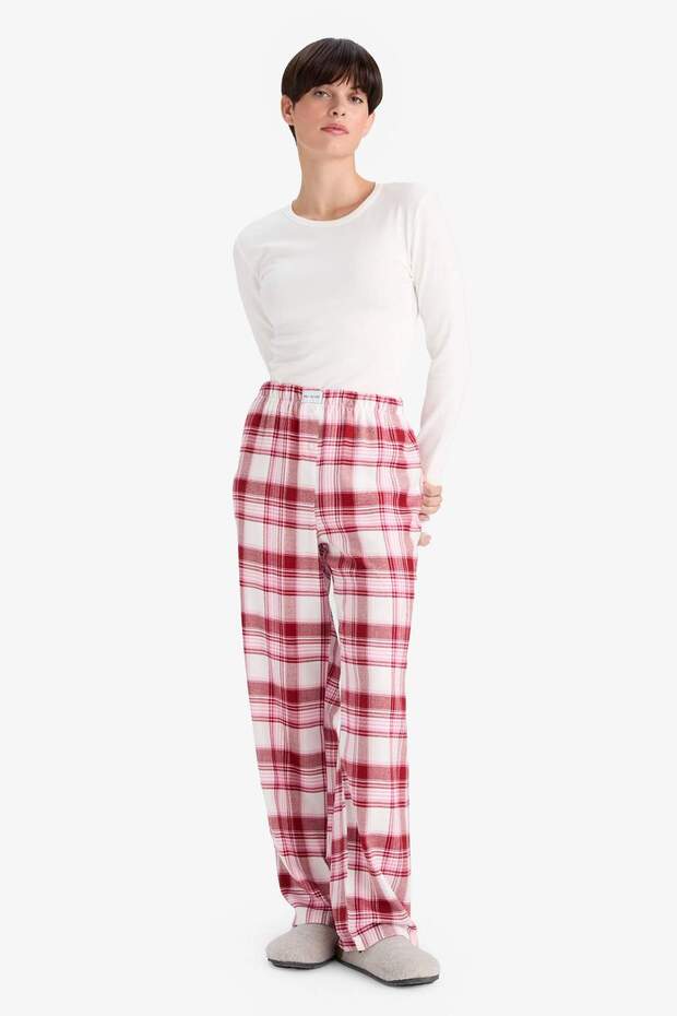 Regular Fit Uzun Kareli Pijama Altı-Fall in Love G0368AX25AU - 2