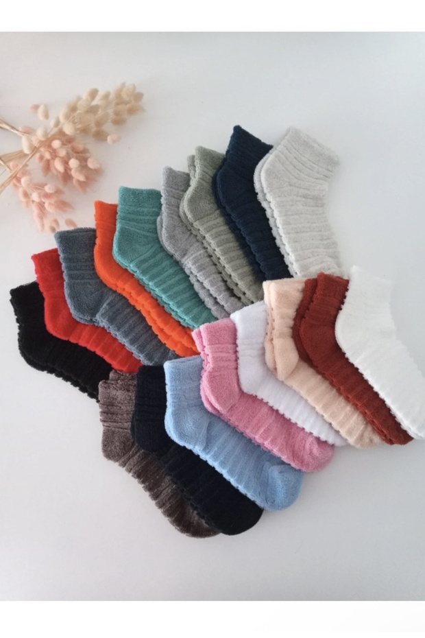 Women's 5 Pairs of Winter Reverse Towel Colorful Booties Socks